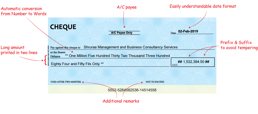 cheque printing software uae